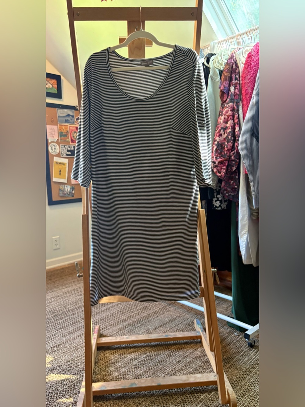 J. Jill Perfect Pima cotton black and white striped dress | size 1X